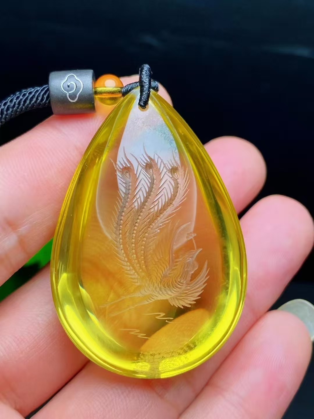 Genuine Natural Yellow Citrine Quartz Phoenix Carving Pendant AAAAA Genuine Natural Yellow Citrine Quartz Phoenix Carving Pendant AAAAA