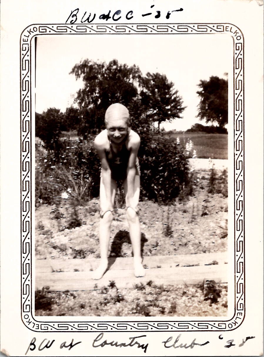 Athletic Young Woman Swimmer Olympian Recovering Post Swim 1930s Vintage Photo