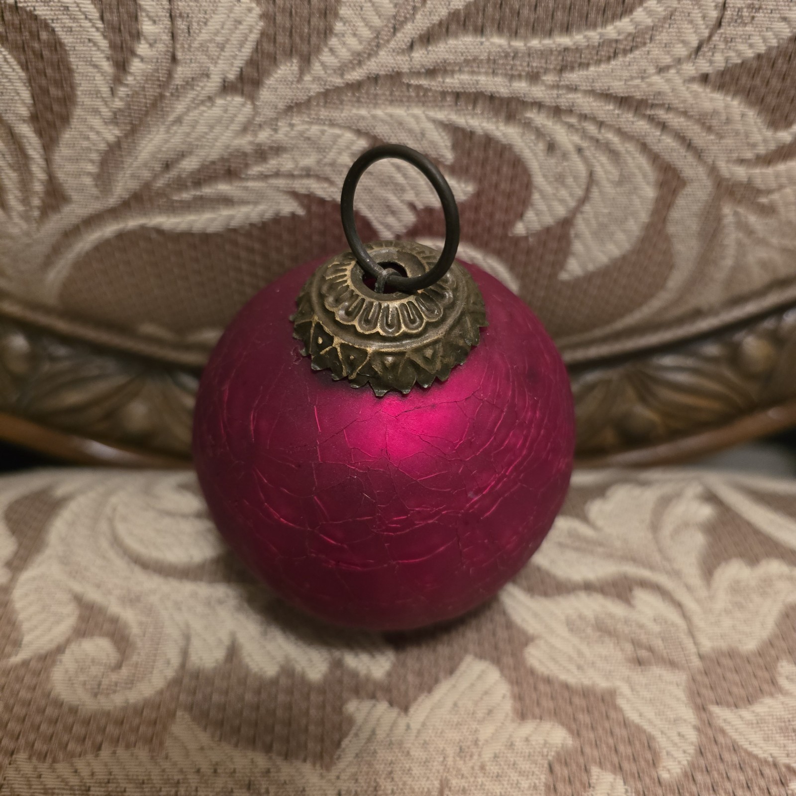 Ruby Heavy Crackle Glass Kugel Midwest Ornament Large 5