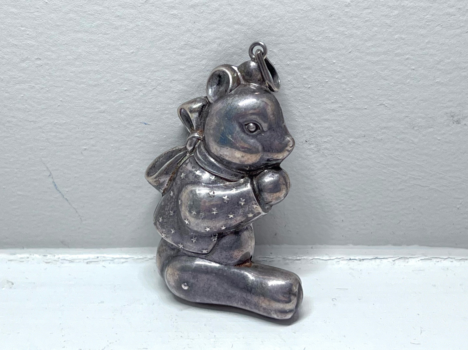 Vintage Sterling Silver Teddy Bear Pendant / Ornament