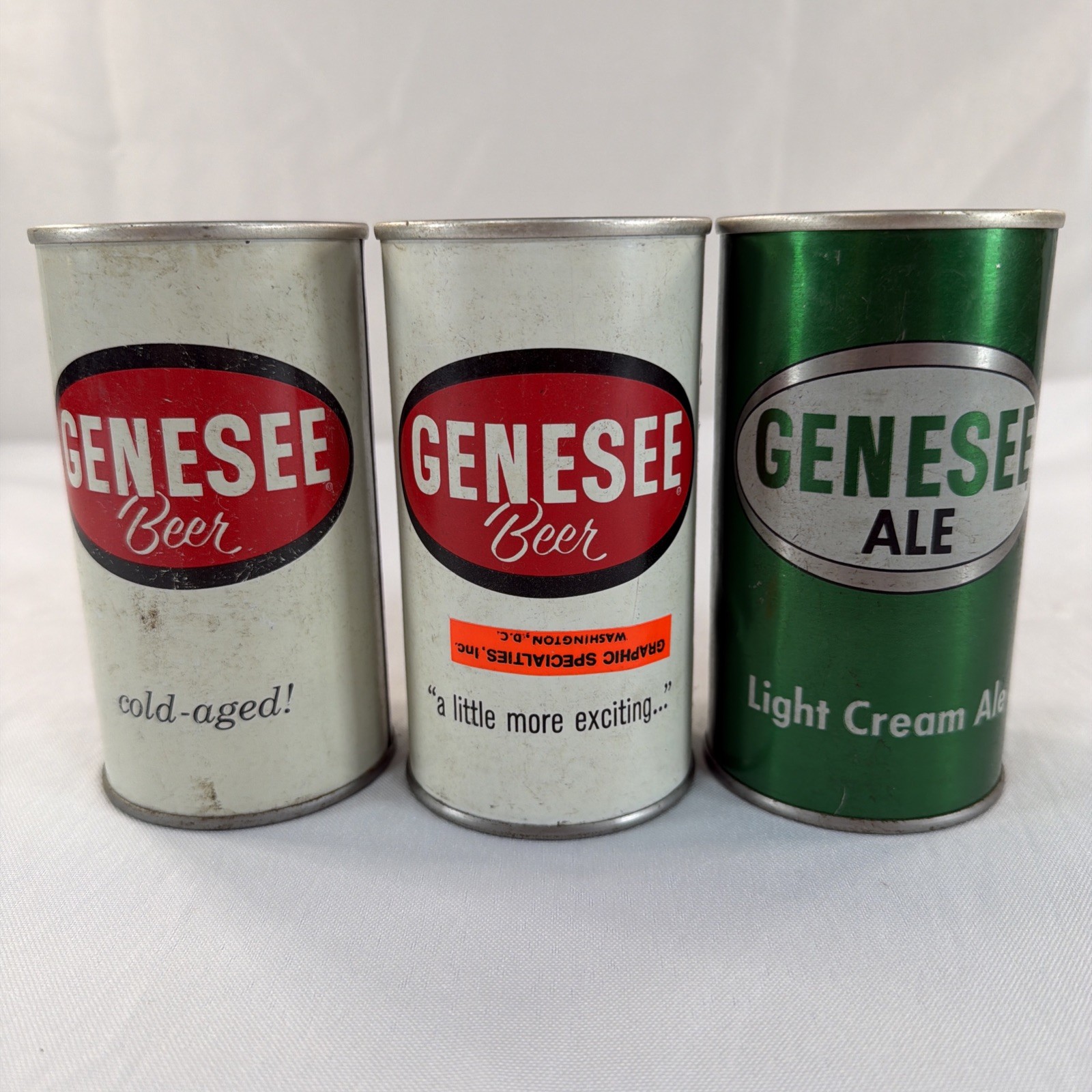 Vintage Genesee Beer Ale Cans Lot of 3 Light Cream Ale Pull Tab Rochester NY