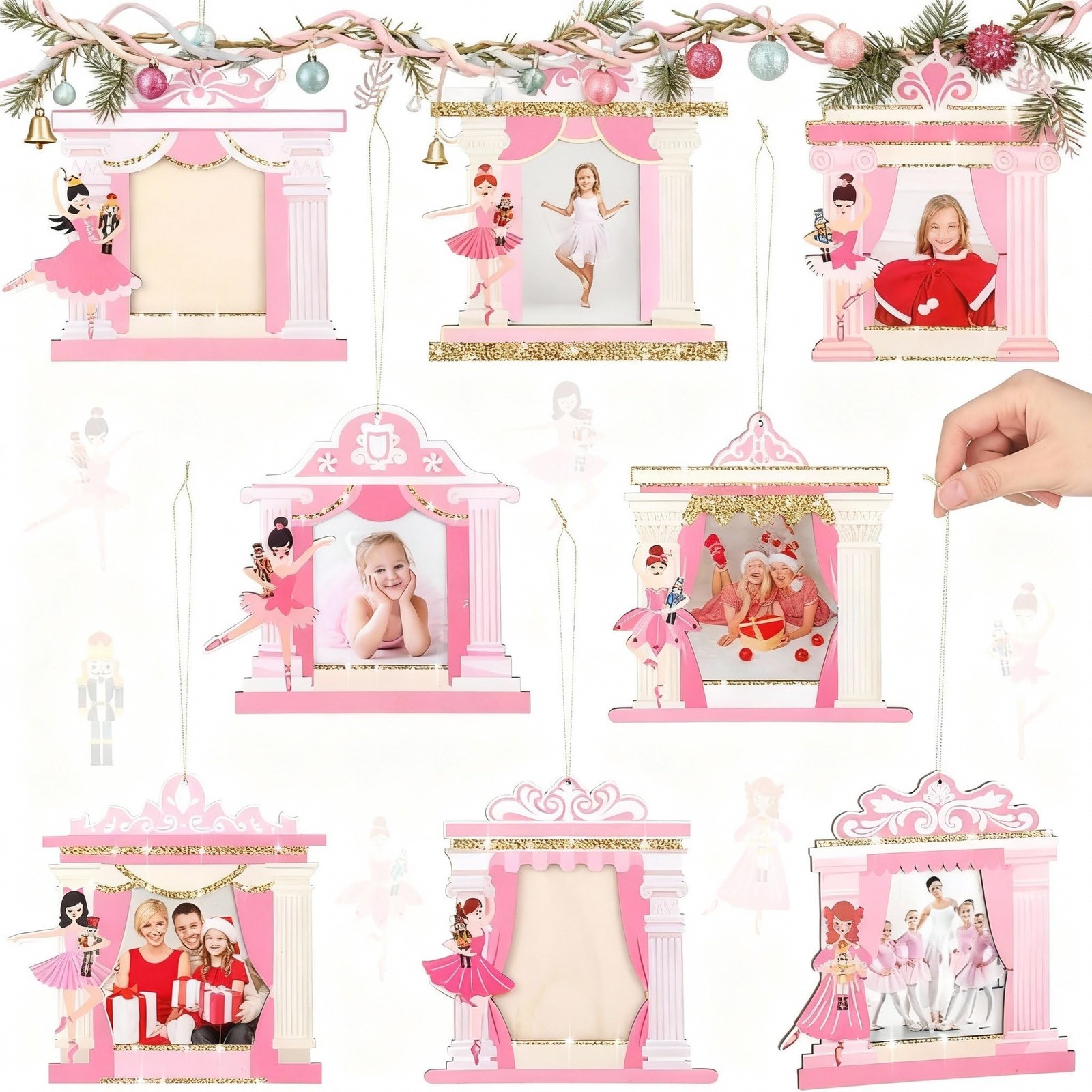 Namalu 8 Pcs Mini Ballet Nutcracker Picture Frames - Wooden Nutcracker Christmas