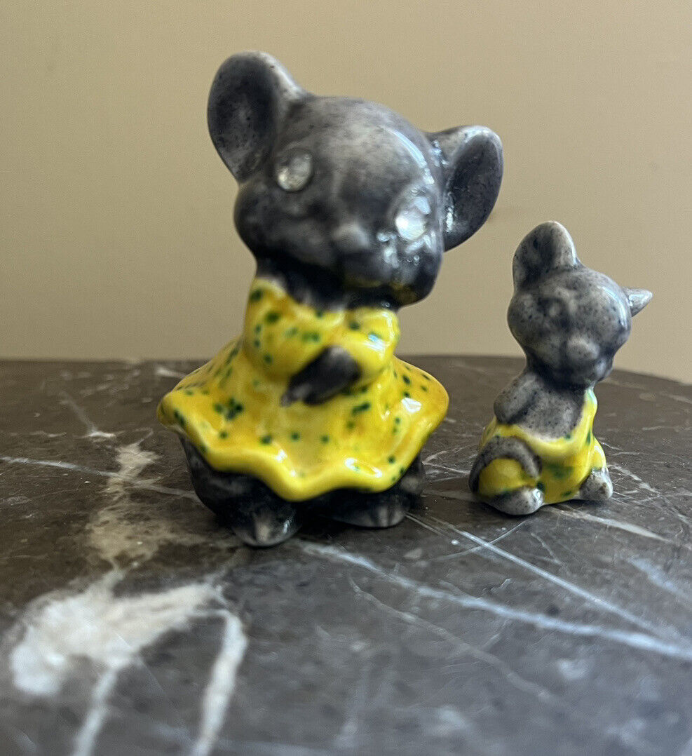 Vintage Miniature Mom And Baby Mouse