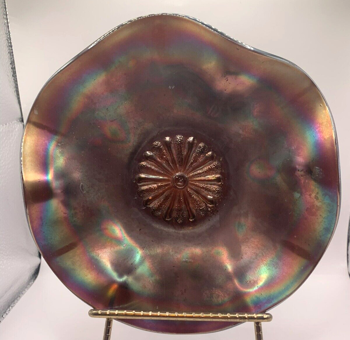 Northwood Daisy Amethyst Ruffled Bowl (Carnival Glass)