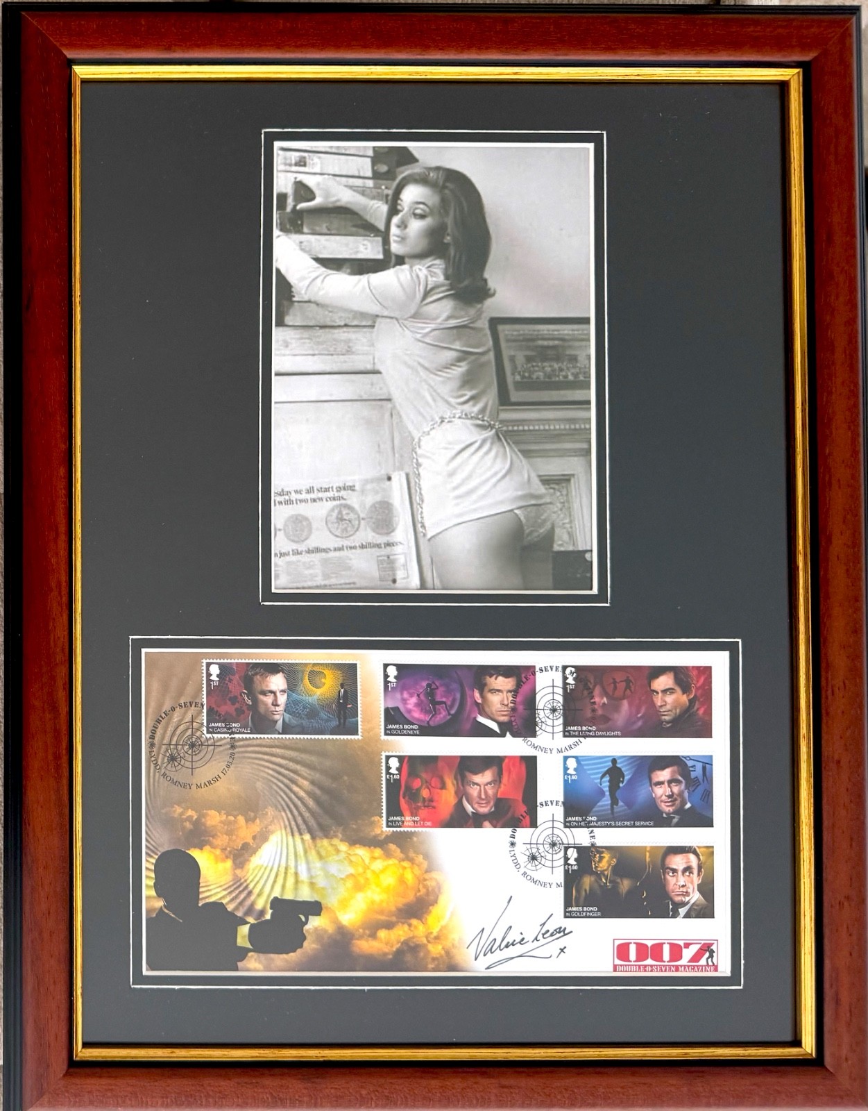 Valerie Leon, Hand Signed Framed James Bond 007 FDC, First Day Cover, & COA