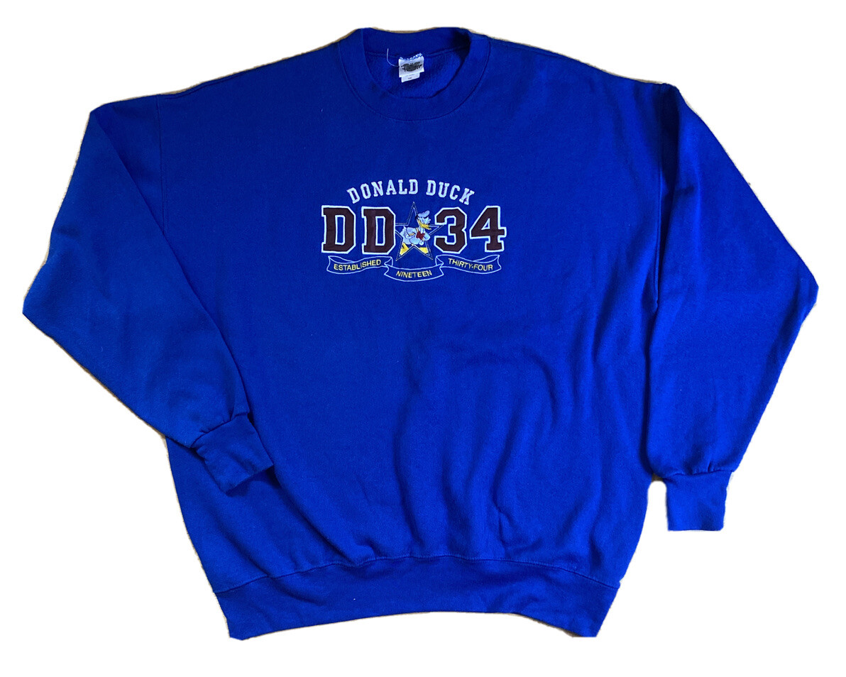 Vintage 3XL Disney Catalog Donald Duck DD 34 Blue Sweatshirt Embroidered Clean