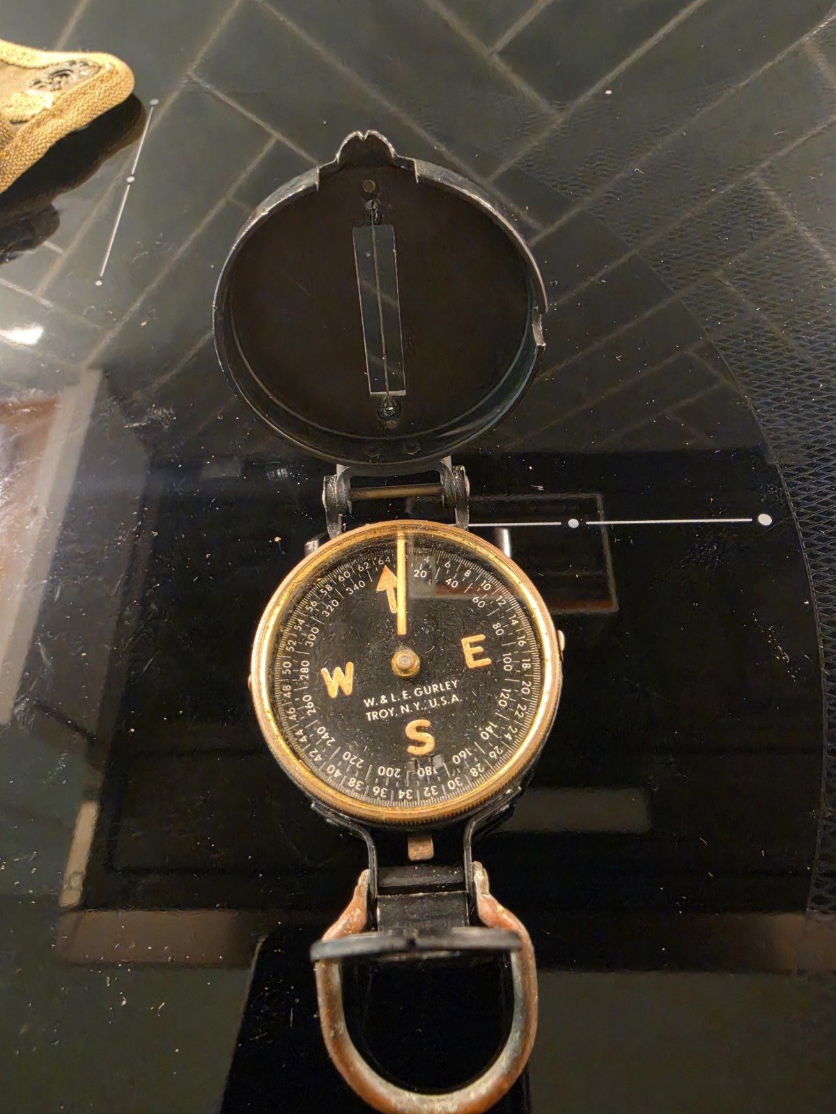 WWII Gurley Engineer, Field Compass with Canvas Belt Carry Case WWII Gurley Engineer, Field Compass with Canvas Belt Carry Case
