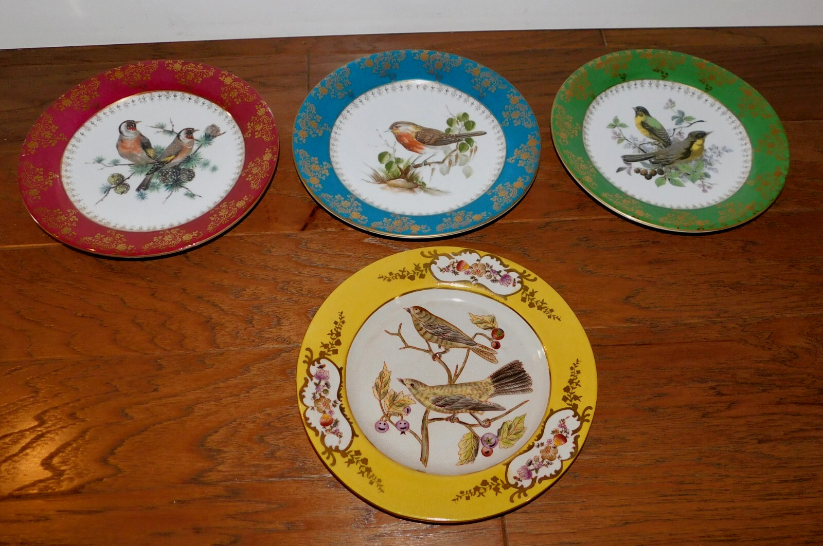 Elios Paris Royal Plates LOT 4 Bird Motif RARE Hand-Painted Wall Art Deco EXC