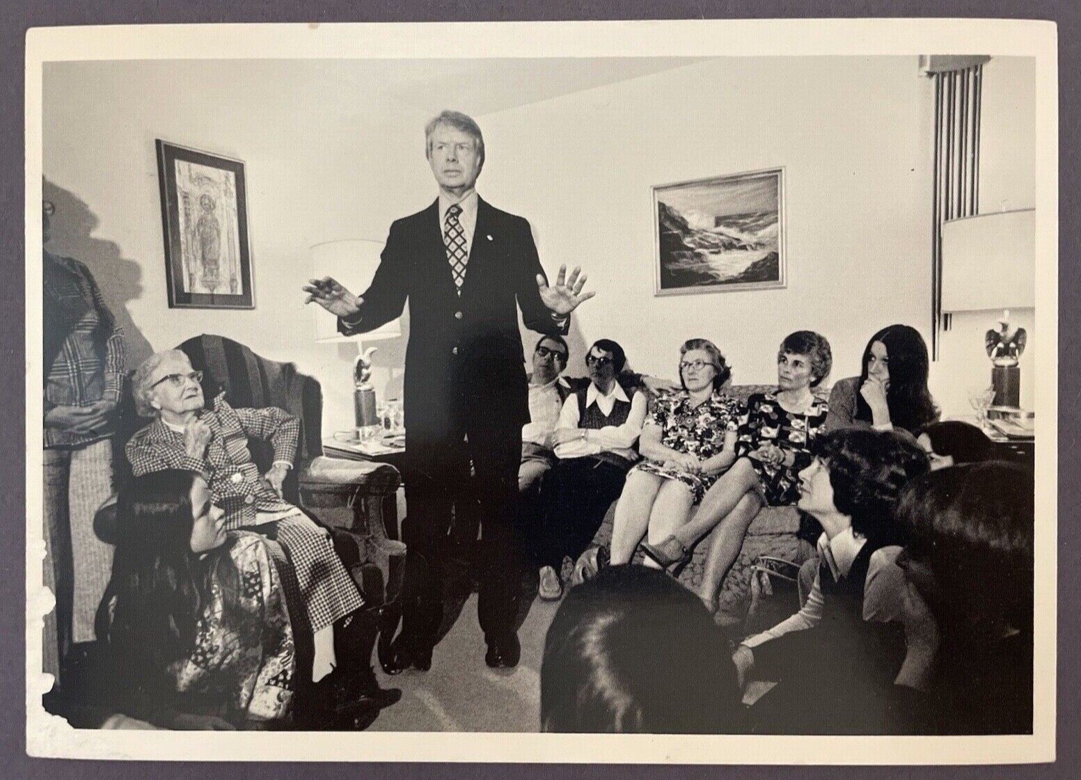 President Jimmy Carter Politcal Campaign Parlor Meeting 1976 RPPC Postcard Vtg