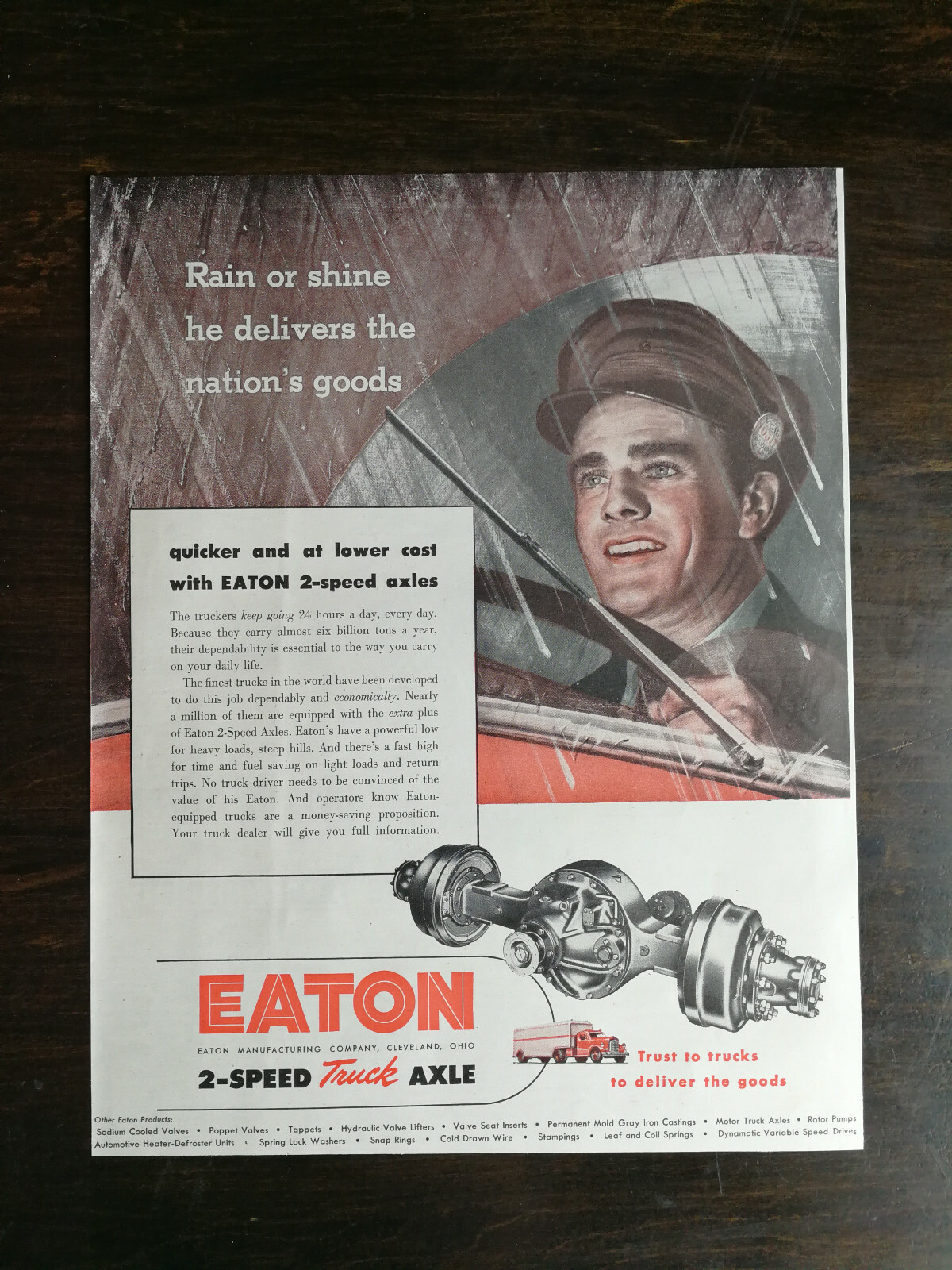 Vintage 1945 Eaton 2-Speed Truck Axel Full Page Original Color Ad