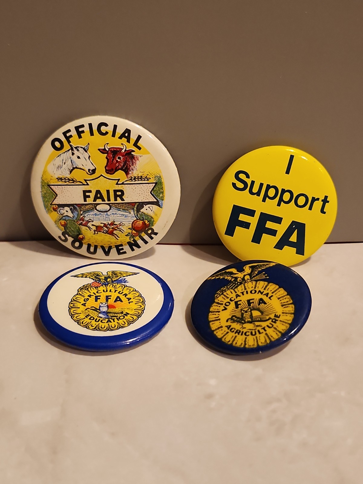Lot of 4~Vintage 1990s~FFA~Future Farmers of America~Fair Souvenir~Button Pins