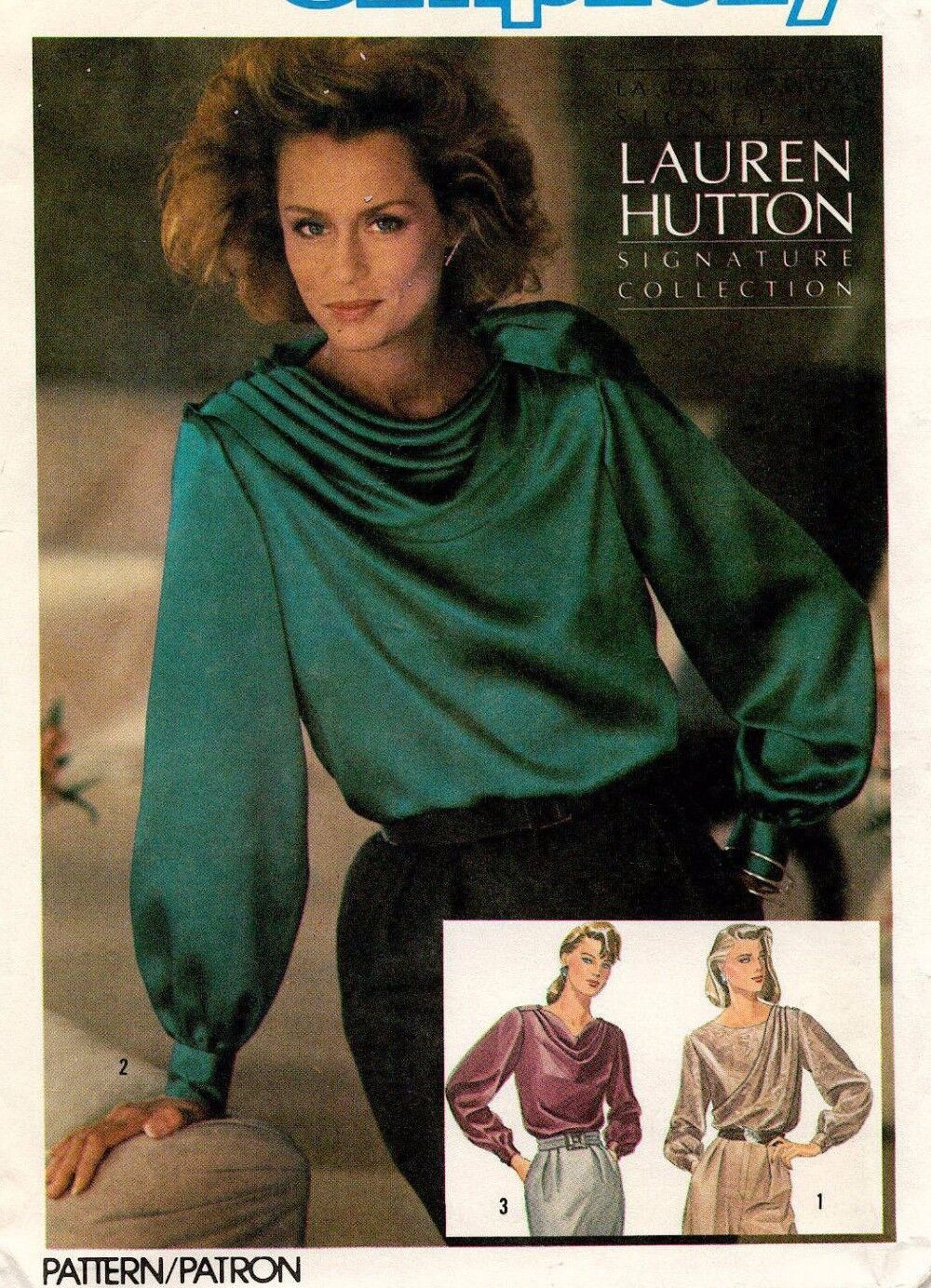 1980\'s VTG  Simplicity Draped Blouses Lauren Hutton Pattern 6647  Size 10