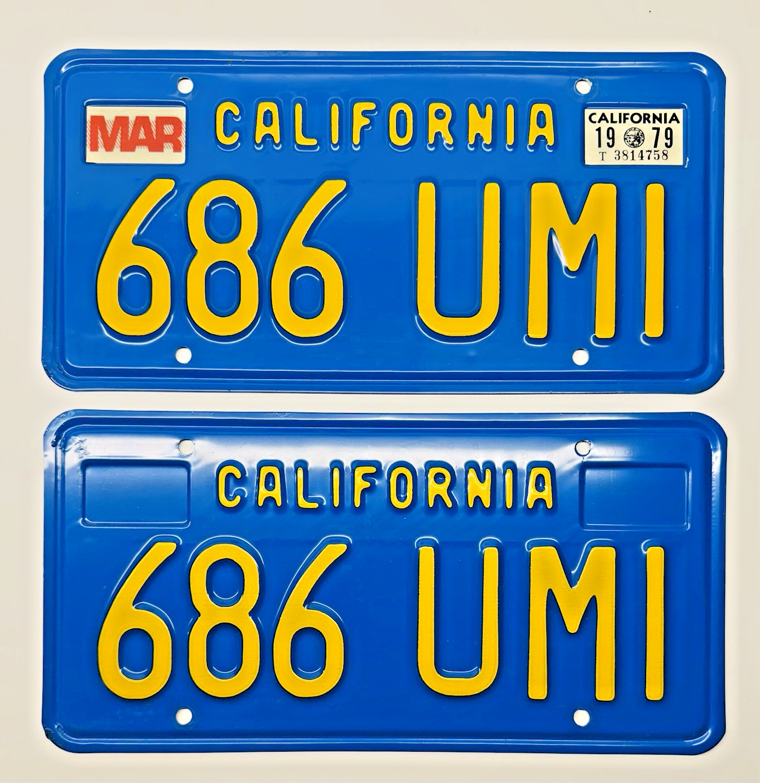 1970's California License Plates DMV Clear 1979 Chevrolet Blazer 1979 Validation