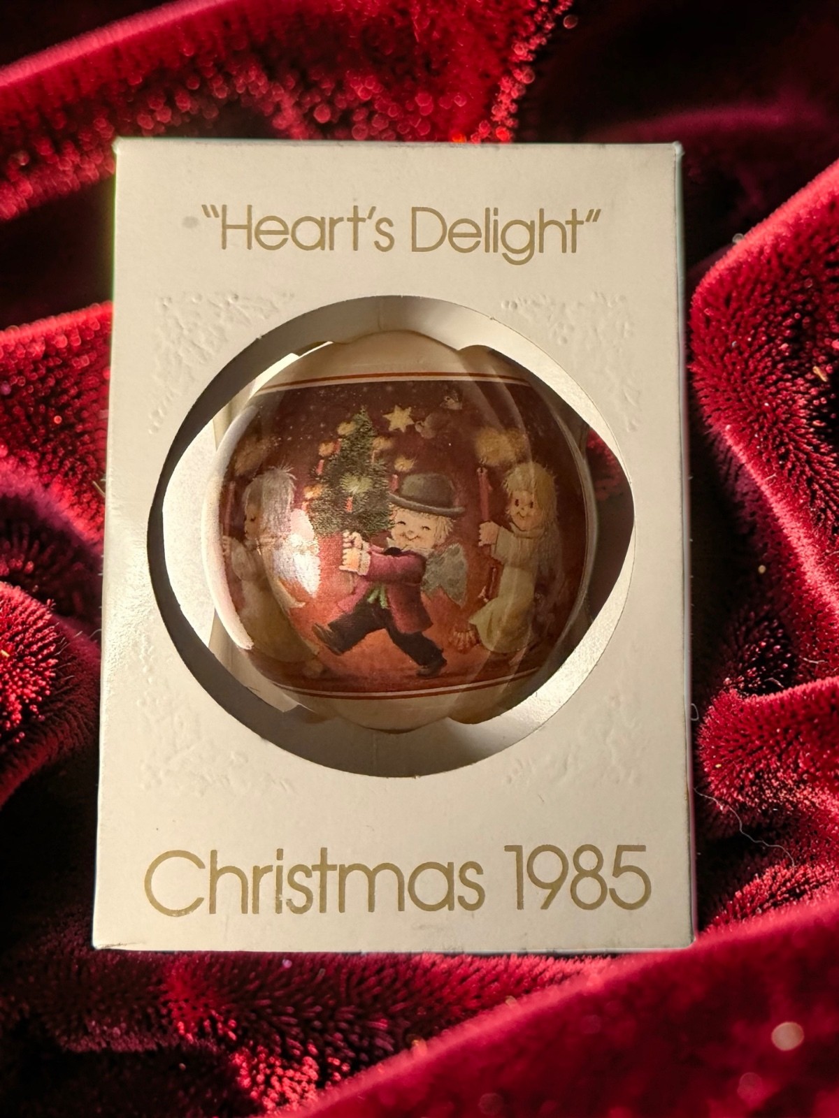Vintage 1985 Schmid Ferrandiz Heart\'s Delight Christmas Ornament w/ Damaged Box