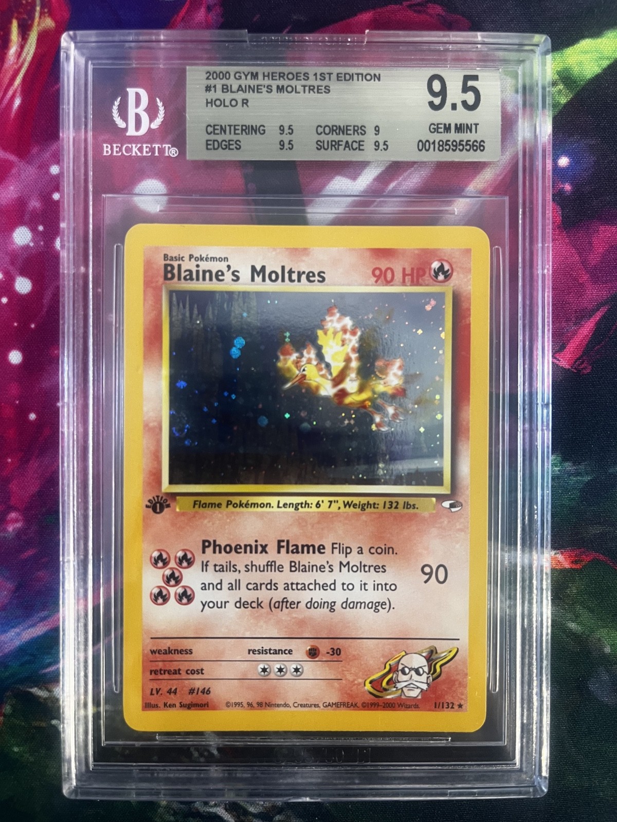 2000 GYM HEROES 1ST EDITION #1 BLAINE'S MOLTRES BGS 9.5 