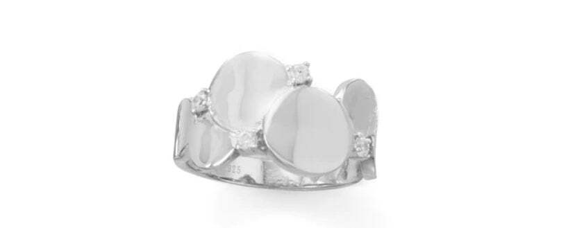 Rhodium Plated Shiny Bubble CZ Ring