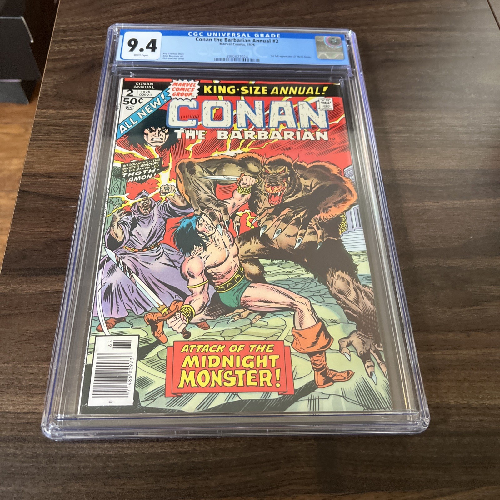 Conan The Barbarian Annual #2 CGC 9.4 White Pages 1st Full App Thoth-Amon