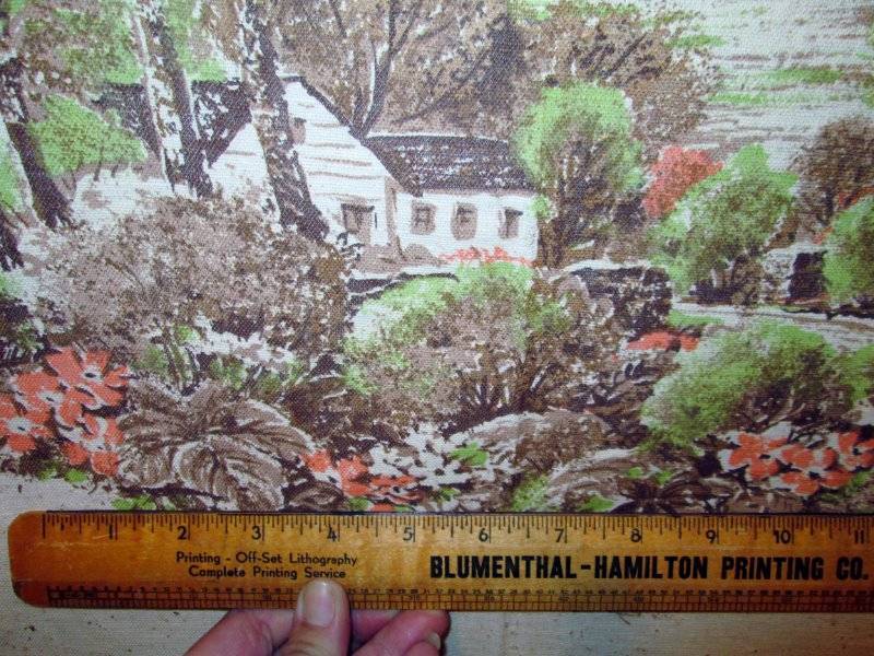 Vintage Cotton Fall Foilage Country Cottage Woods ECRU BTY By the Yard 45w 11 yd