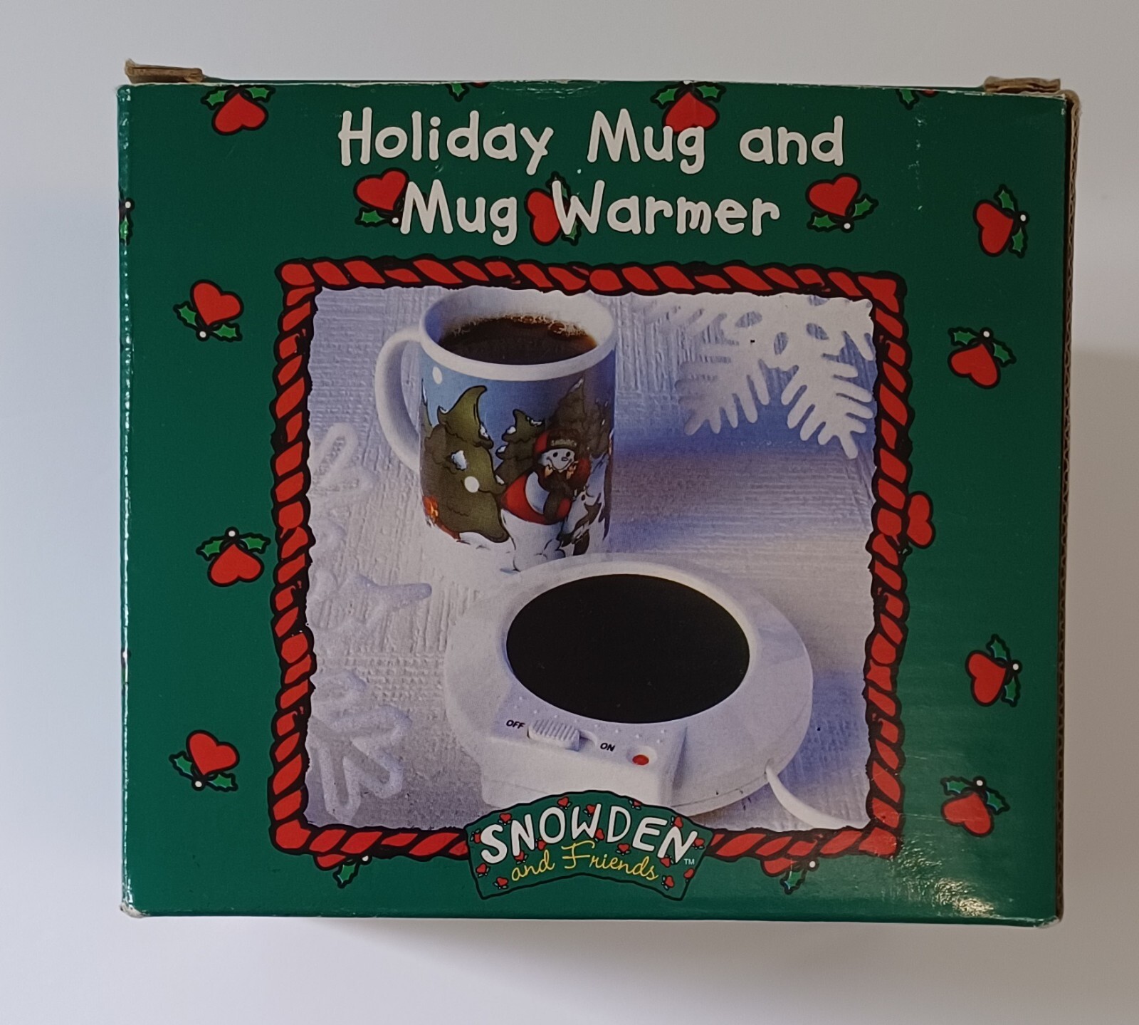 1998 Vintage Holiday Mug and Mug Warmer Plate SNOWDEN and Friends 