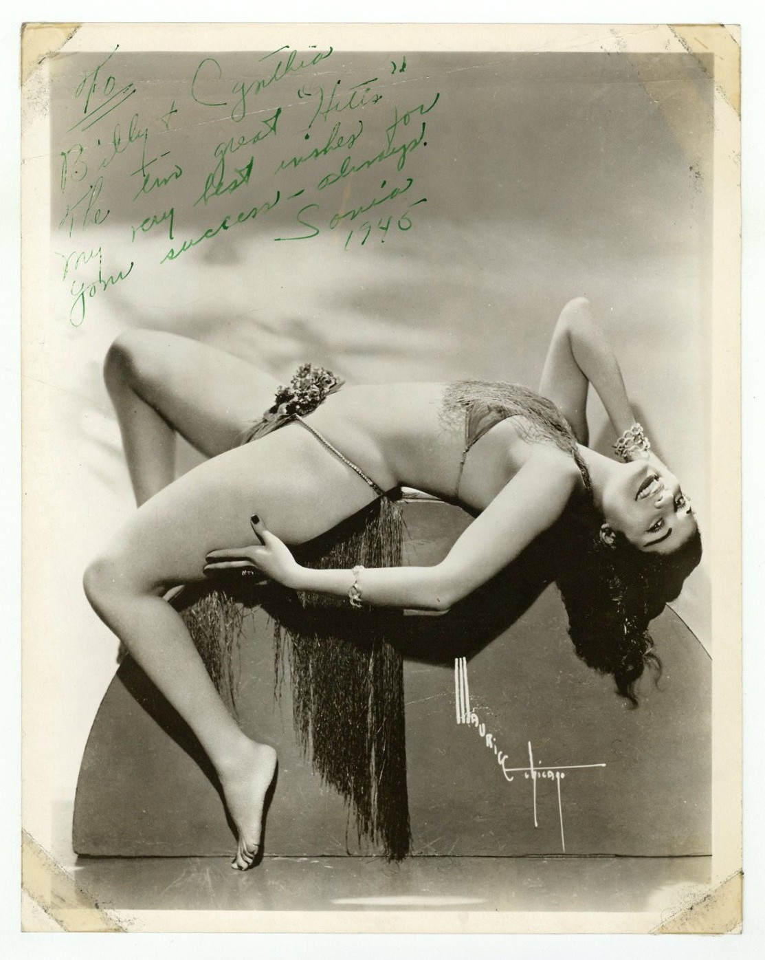 Sonia Milbourne 1947 Signed Burlesque Stripper Photo 8x10 Maurice Chicago J15902