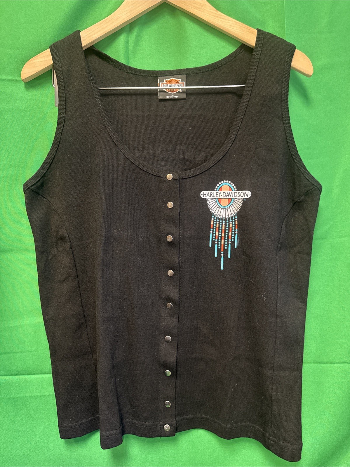 VTG 90s Harley Davidson Button Front Tank Top Womens L Dreamcatcher Pennsylvania