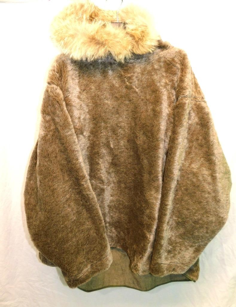 Vtg WW2 Pile Field Parka Liner Pullover Coyote Fur Hood Trim Size L Alaska 1943
