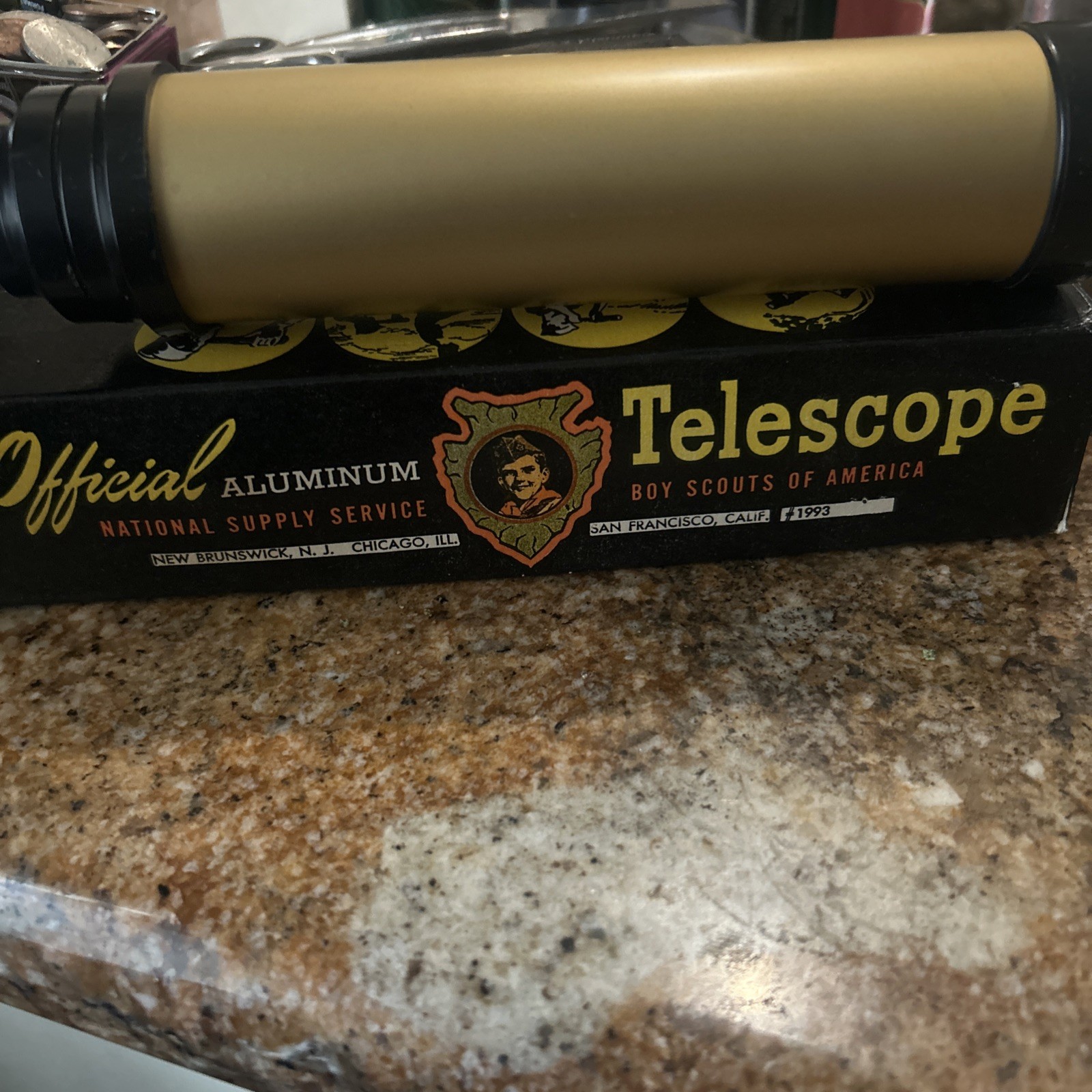 NOS Vintage BOY SCOUTS OF AMERICA Official Aluminum TELESCOPE & BOX BSA Scouting