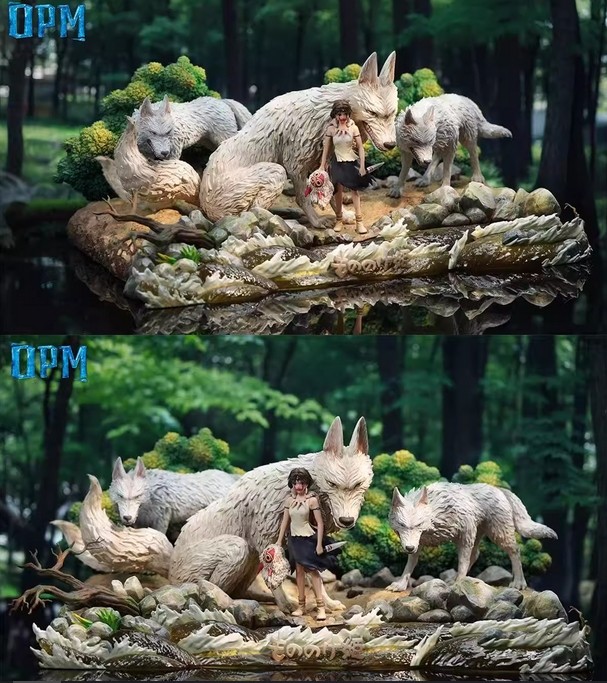 OPM Studio Princess Mononoke Model in stock Painted Statue H18cm Wolf Anime