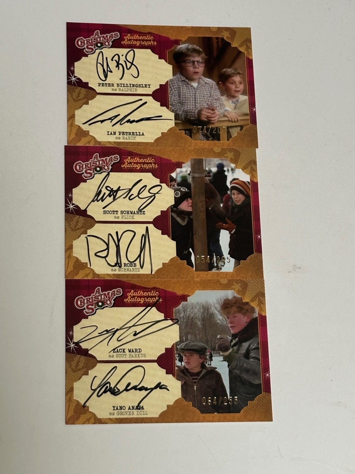 Cryptozoic A Christmas Story Set of 3 Dual Auto Cards - Billingsley, Schwartz ++