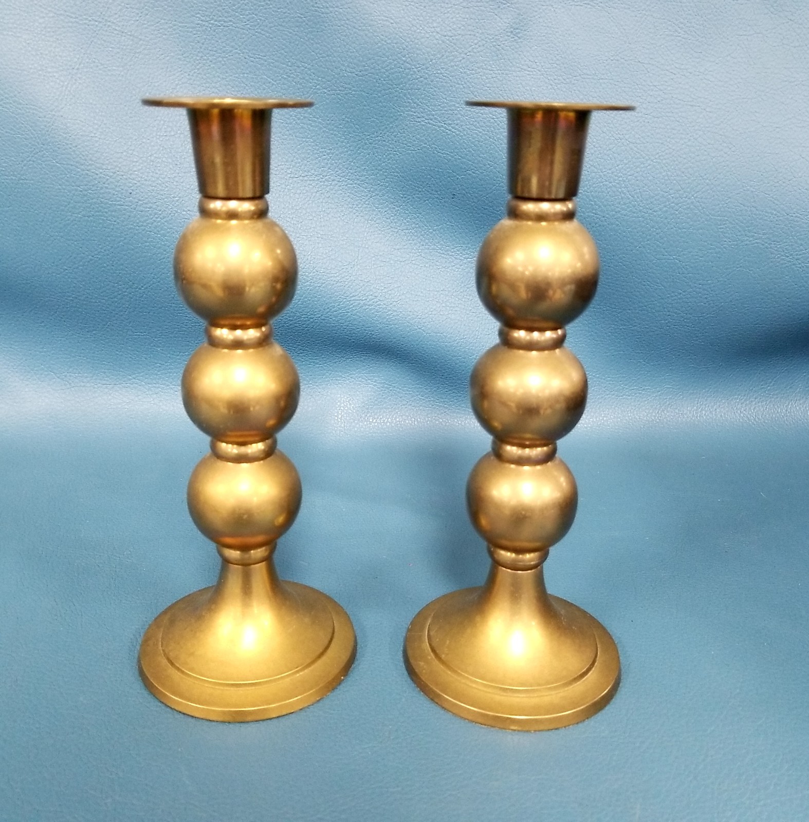 VTG Crate & Barrel Rondo Brass Taper Candle Holder Set Of 2, 8\