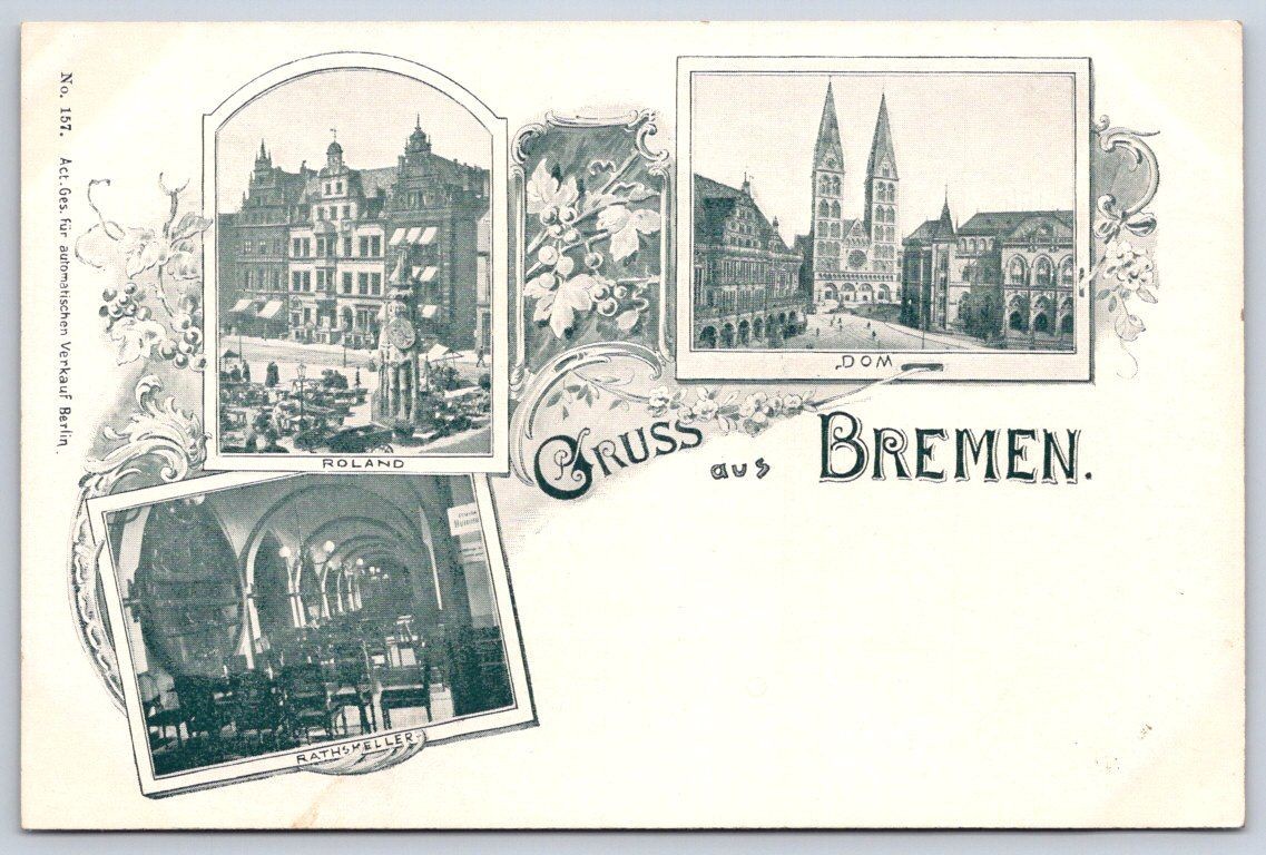 Antique Germany Postcard BREMEN Dom Roland Rathskeller 1900