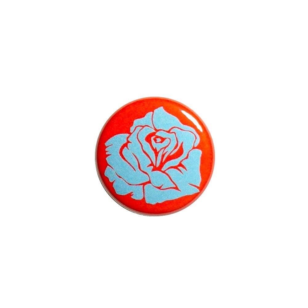 Cool Blue Rose Button Cute Pretty Backpack Jacket Pin Badge Blue On Red 1\
