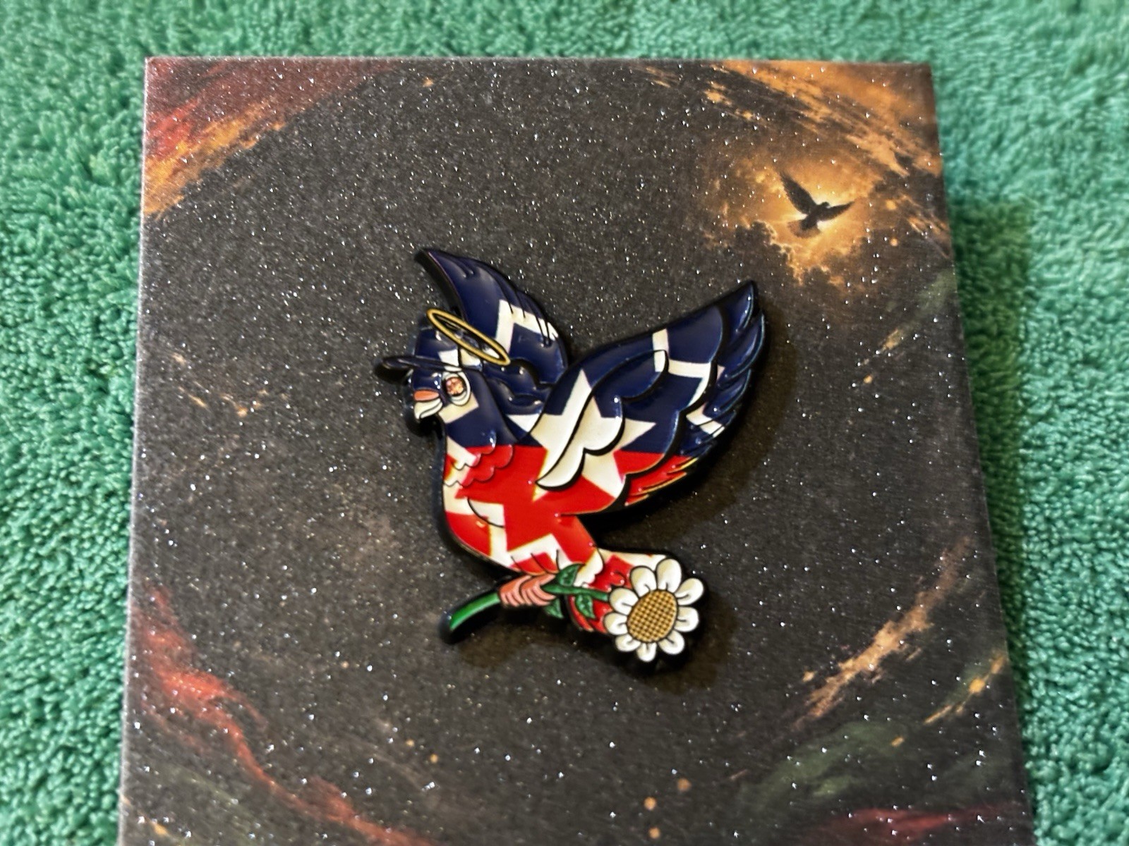 Cherish The Love Juneteenth Flag Dove Black Hat Pin Pink Eye Stone Cherish The Love Juneteenth Flag Dove Black Hat Pin Pink Eye Stone