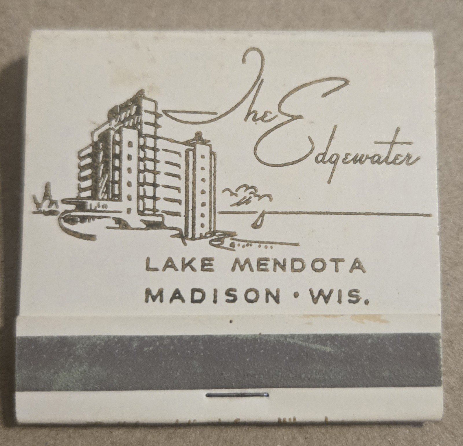 The Edgewater Lake Mendota Madison Wisconsin Vtg Unused Matchbook W3