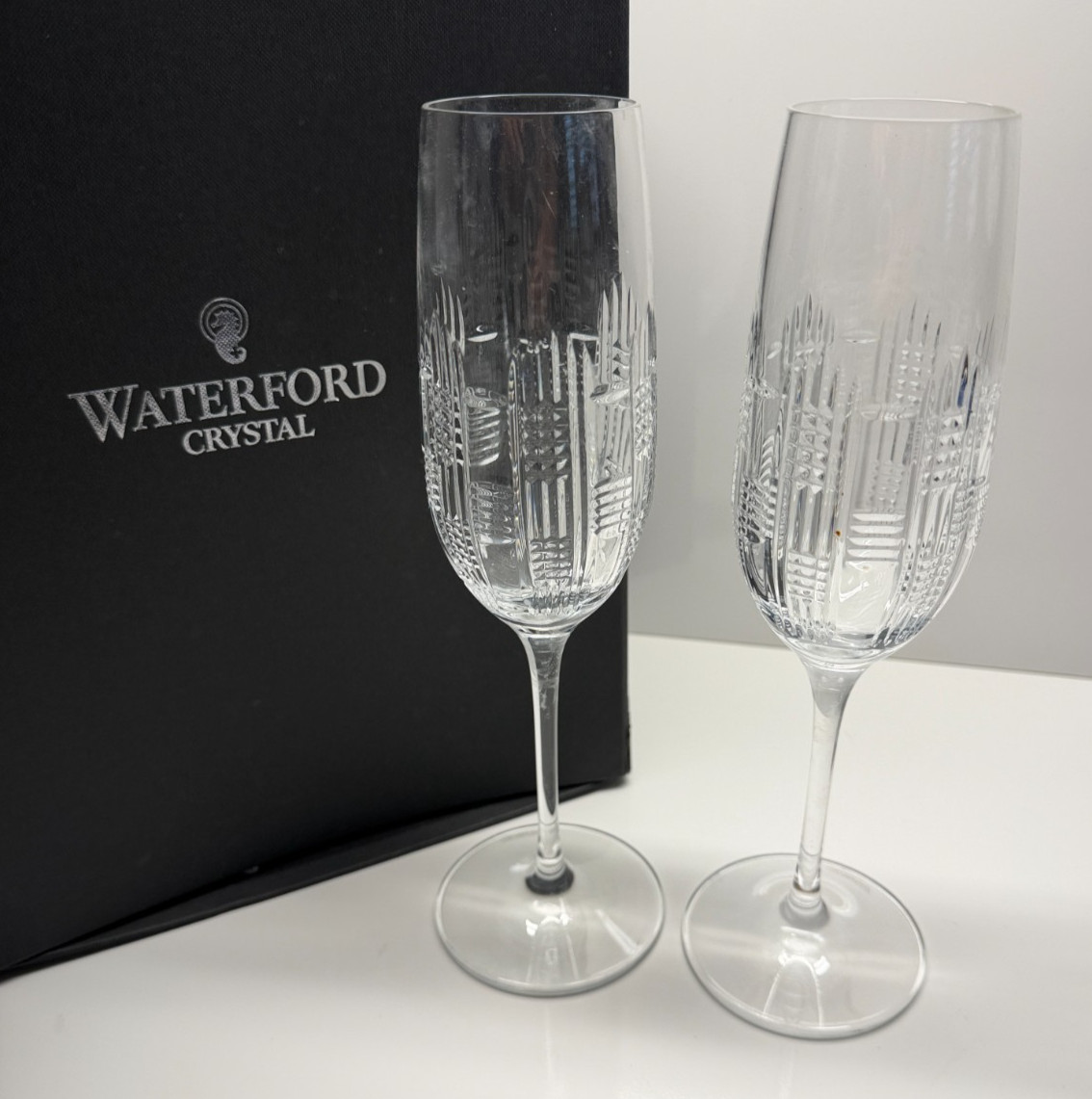 Lot of 2 Waterford Crystal Essentially Dungarvan Vertical Horizontal Cut Flutes Lot of 2 Waterford Crystal Essentially Dungarvan Vertical Horizontal Cut Flutes