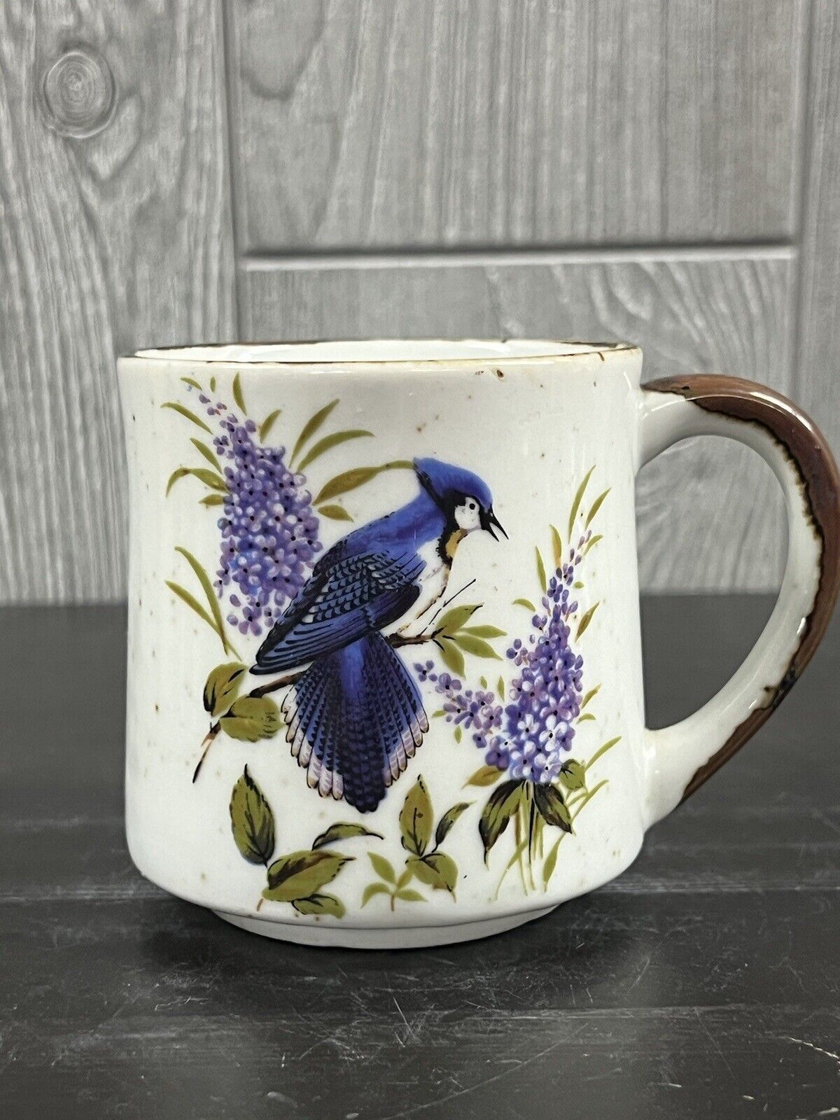 Ceramic Blue Jay Coffee Mug Cup Spring Flowers Nature