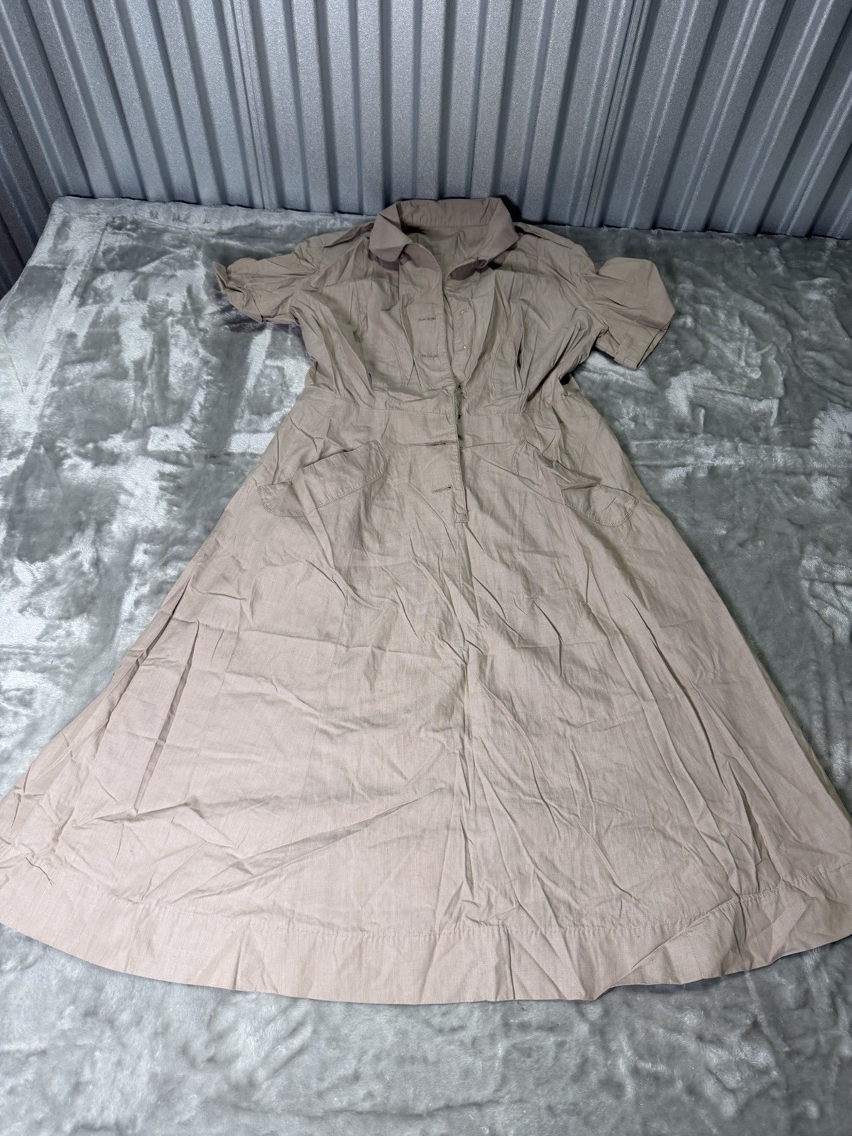 WW2 US Army Nurse Seersucker Dress Size 18 WWII 1940s Hospital