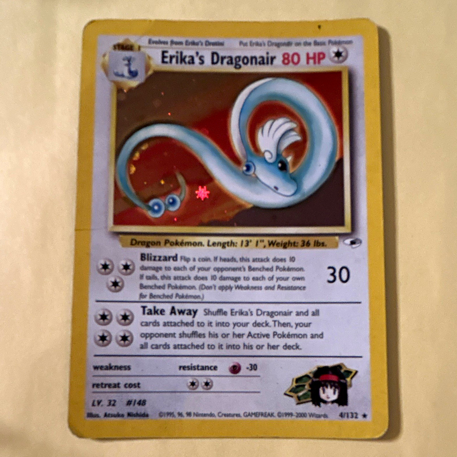 Pokémon Erika's Dragonair 4/132 Holo Gym Challenge Wizards 2000 English #1