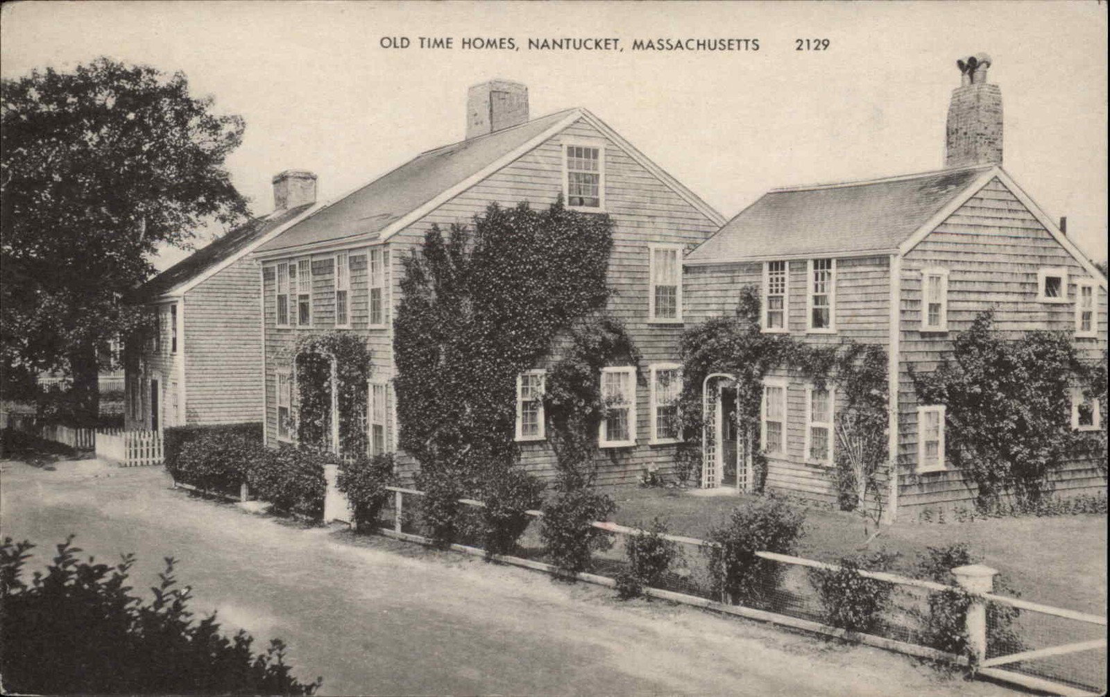 Nantucket MA Massachusetts Old Time Homes c1930-50s Vintage Postcard