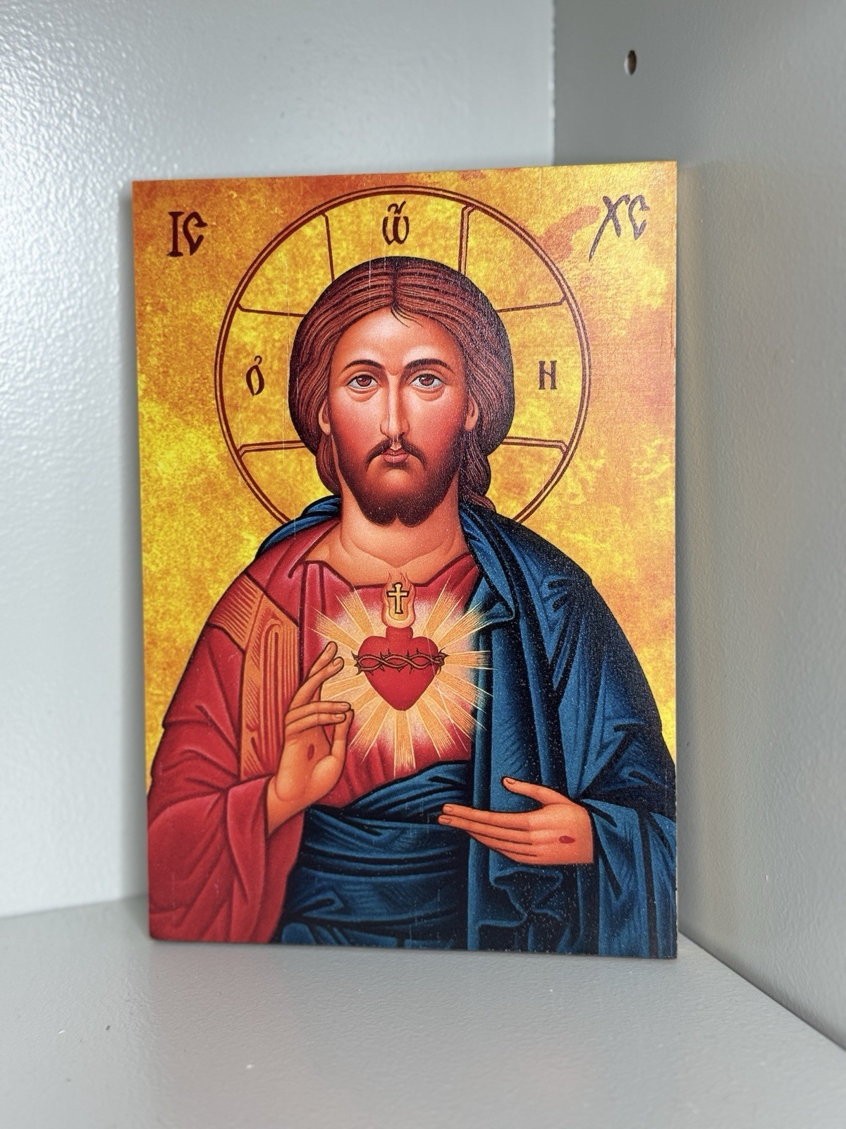 Wooden Icon of Jesus Christ – Sacred Heart