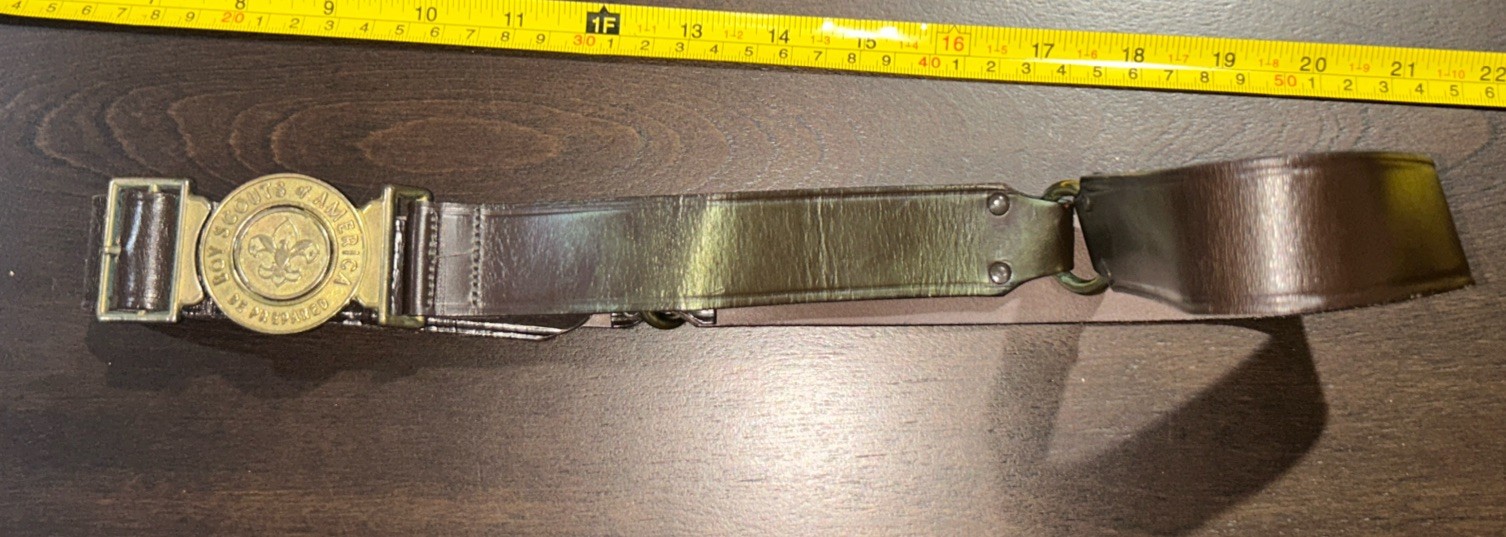 Older Leather 38-42 Inch  Boy Scout Belt With 2 part Buckle #2