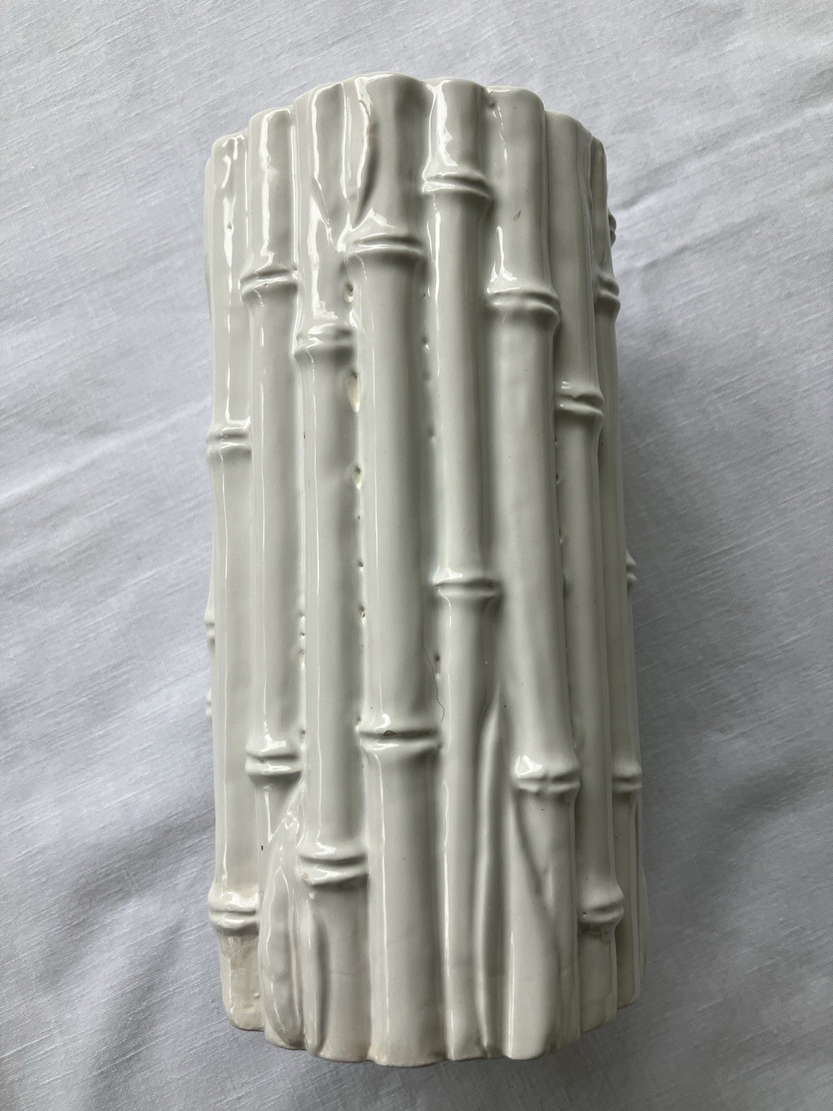 Vtg Rosenthal Netter Modern White Glazed Bamboo Porcelain Cylinder Vase Italy