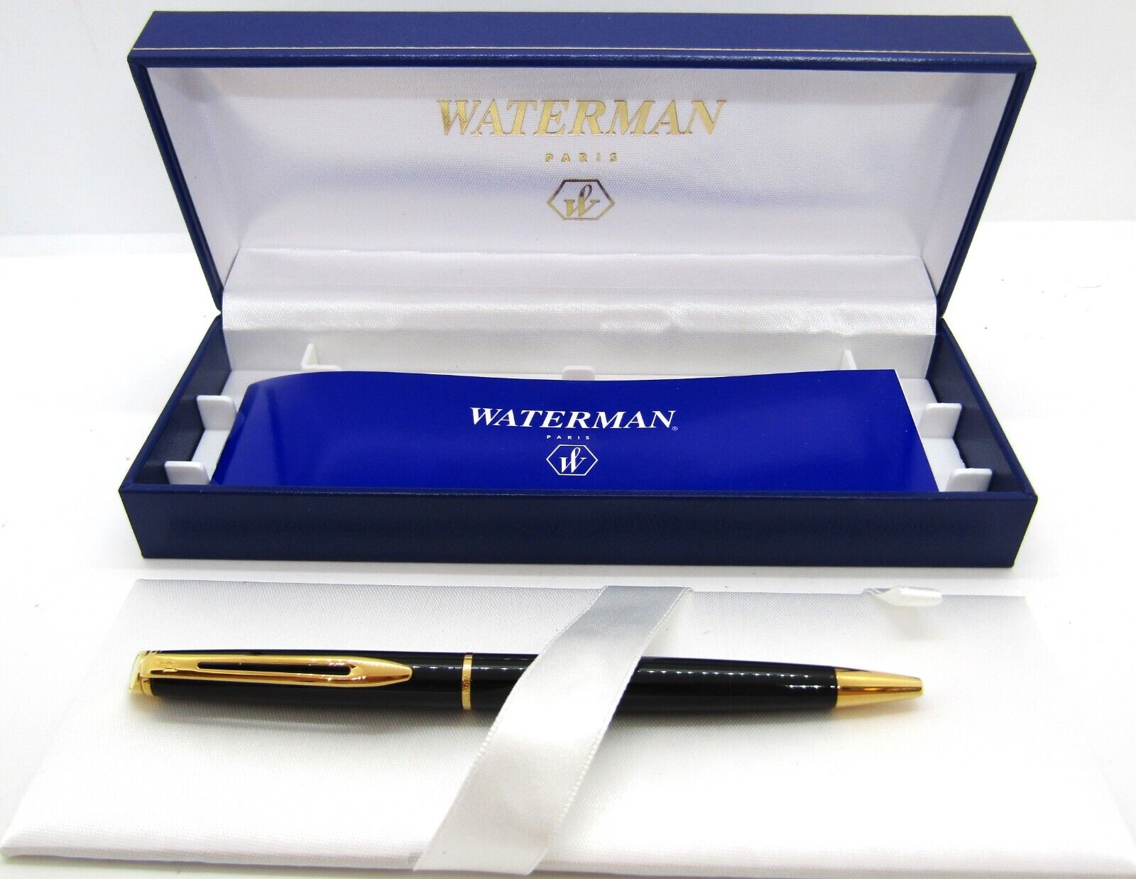 Waterford Paris Roller Ball Black Ink/Black and Gold Trimmed Pen. Brand New.