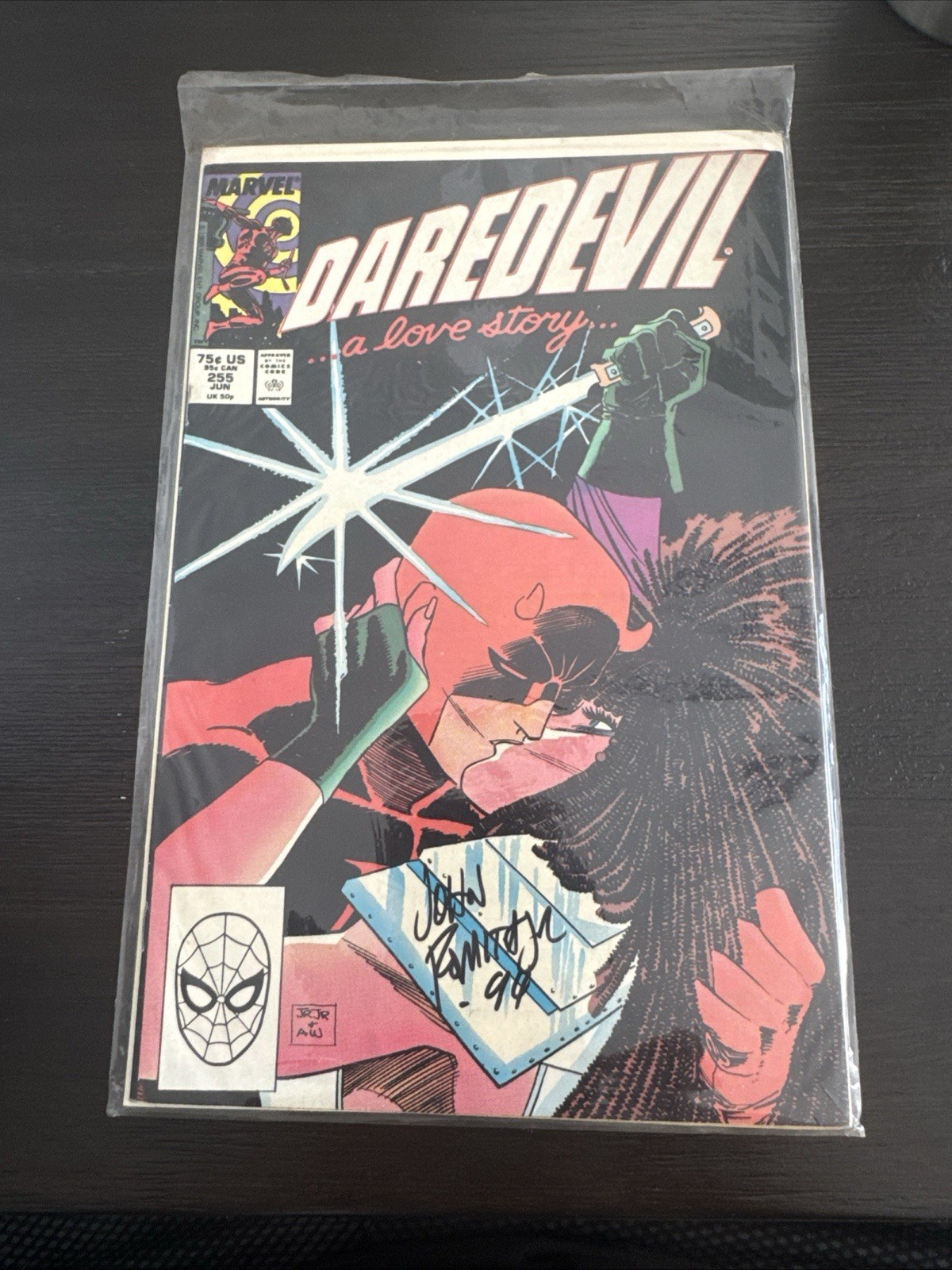 💥VINTAGE‼️Daredevil #255 signed by JOHN ROMITA (June 1988, Marvel)