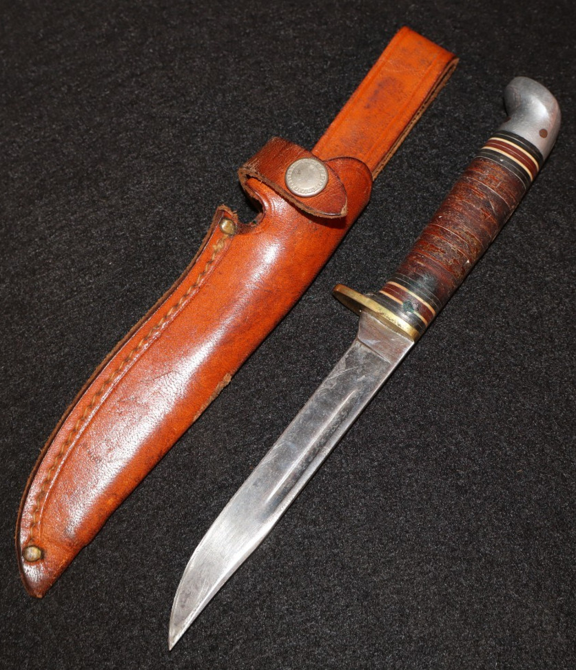 Vintage Western Fixed Blade Hunting & Utility Knife Red Spacers Boulder Colorado