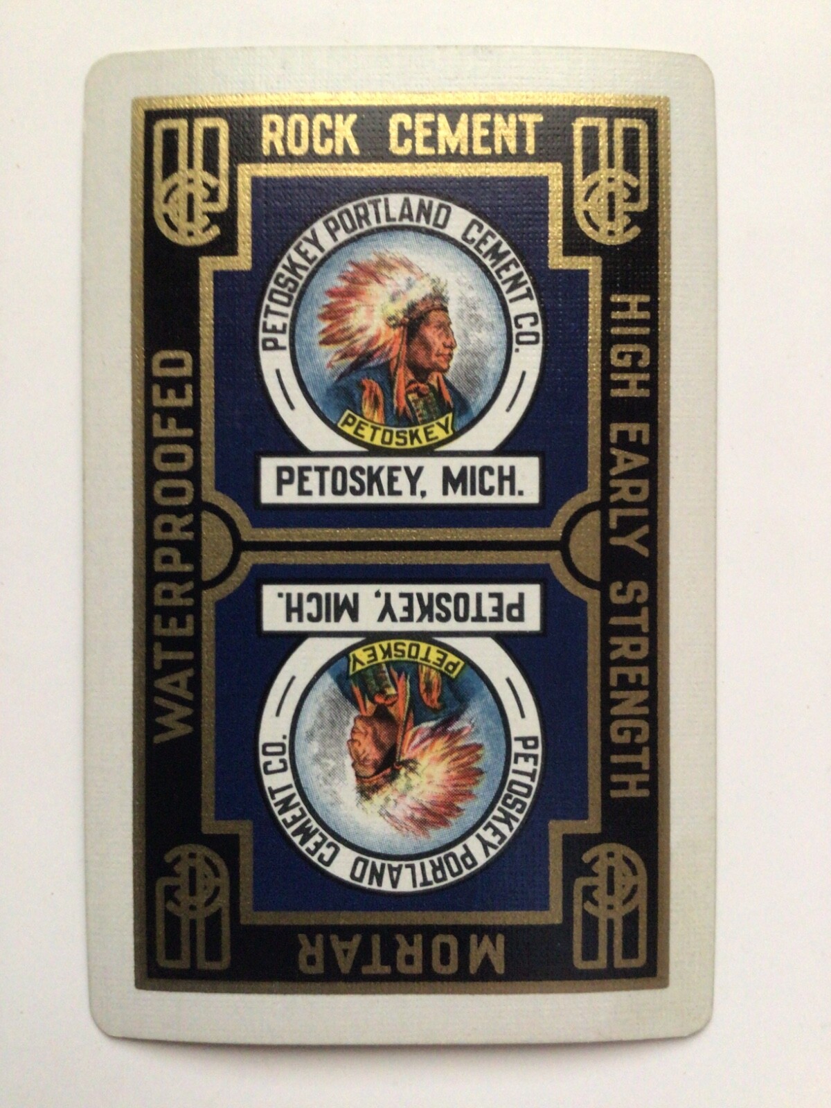 5 Antique Petoskey Portland Cement Playing Cards c.1926