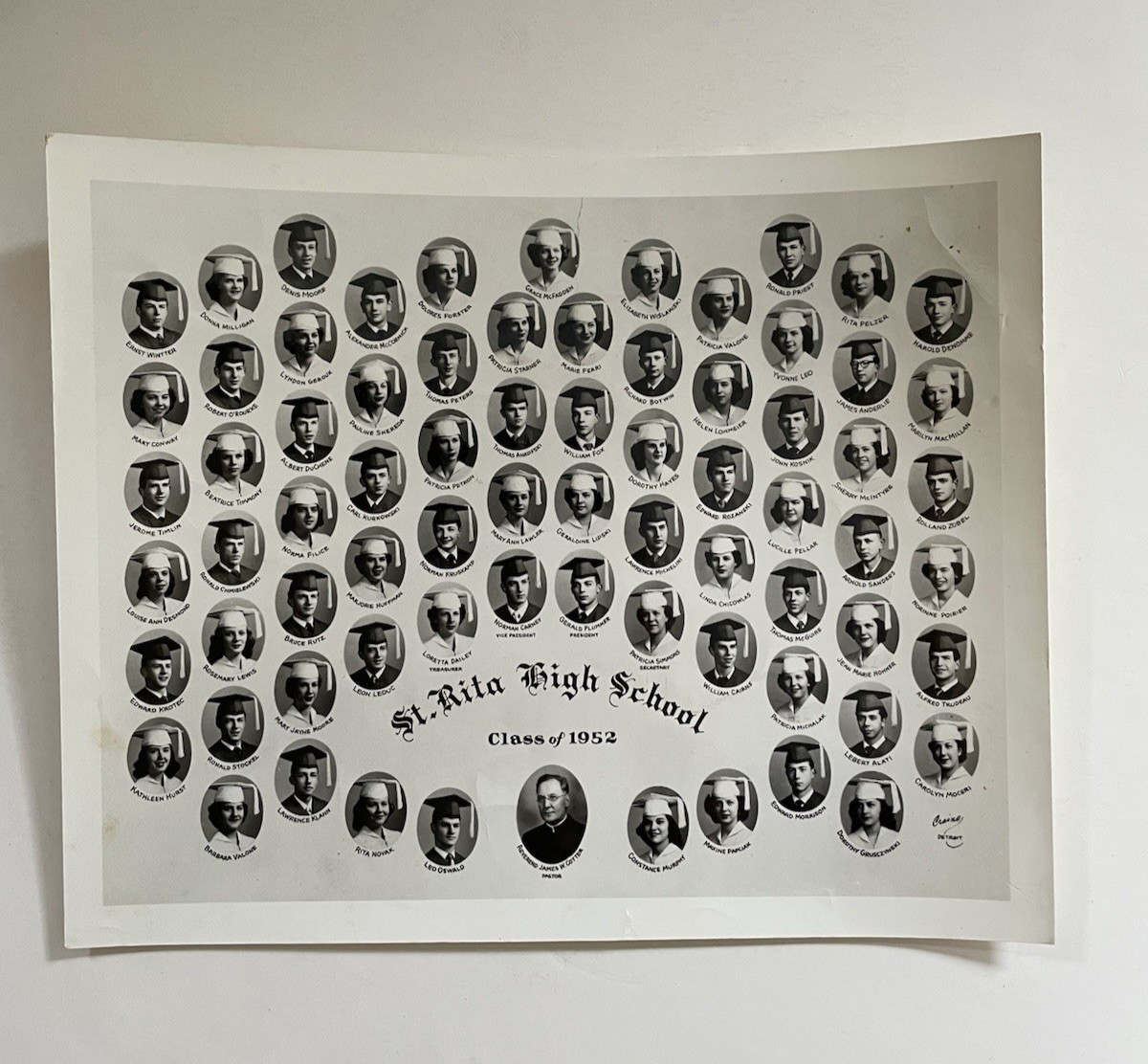 Vtg 1952 St. Rita High School Detroit MI Class Picture Caps & Gowns Craine Photo