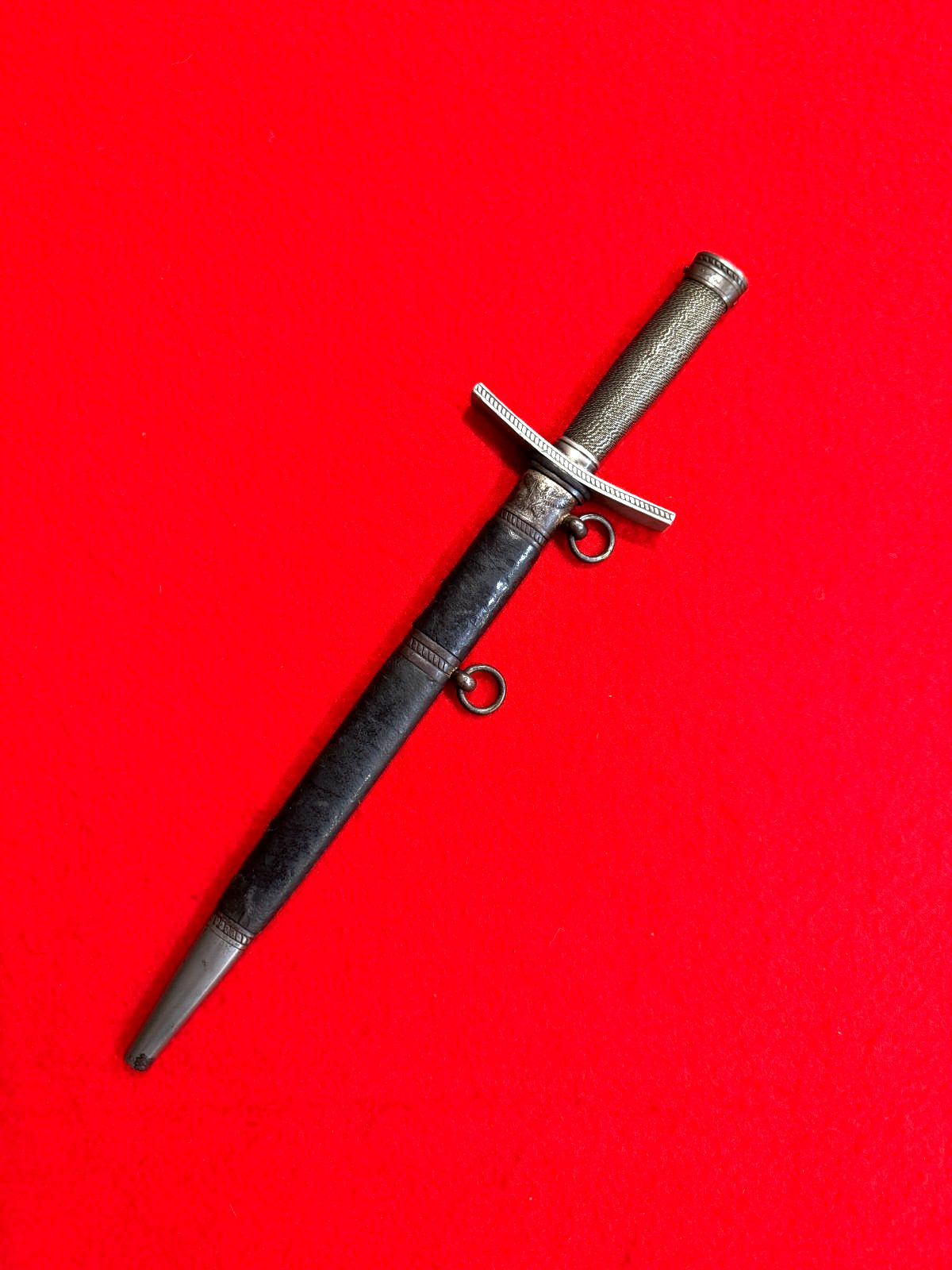 Rare Original WWII German Youth Organization Dagger with Scabbard w/Etched Blade