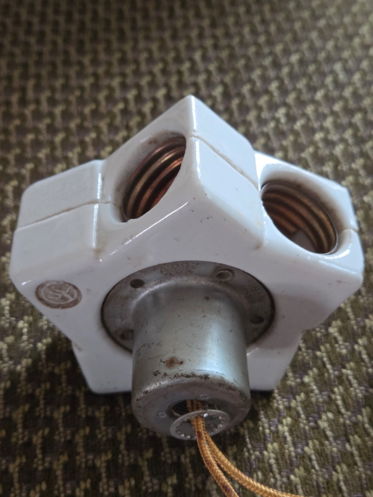 Vtg MOE 5 Socket Star Cluster Porcelain Hanging Ceiling Light Fixture Chandelier
