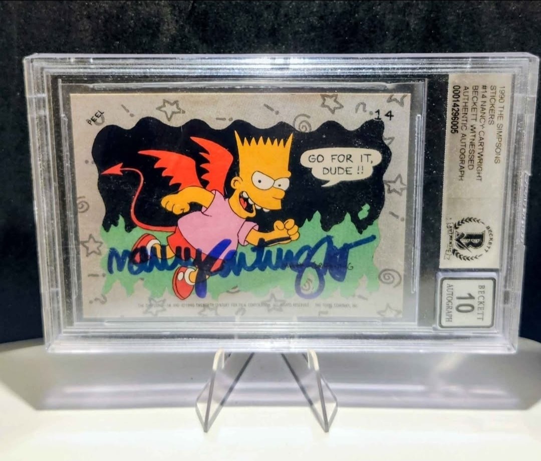 Topps 1990 Simpsons Stickers Set  #14 Evil Bart Non-Sport Card Autograph 